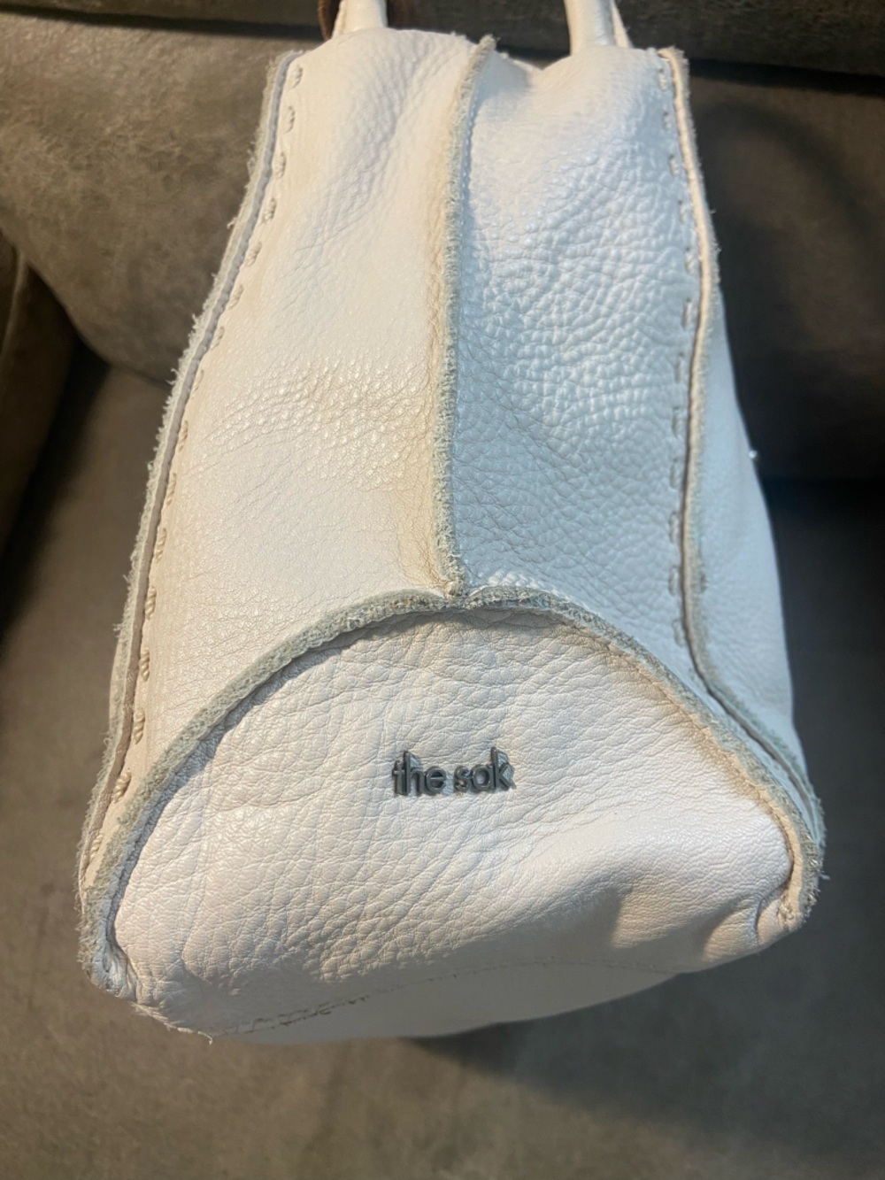 The Sak Los Feliz Medium White soft Leather Shoulder Bag with Brown Strap - Picture 4 of 5